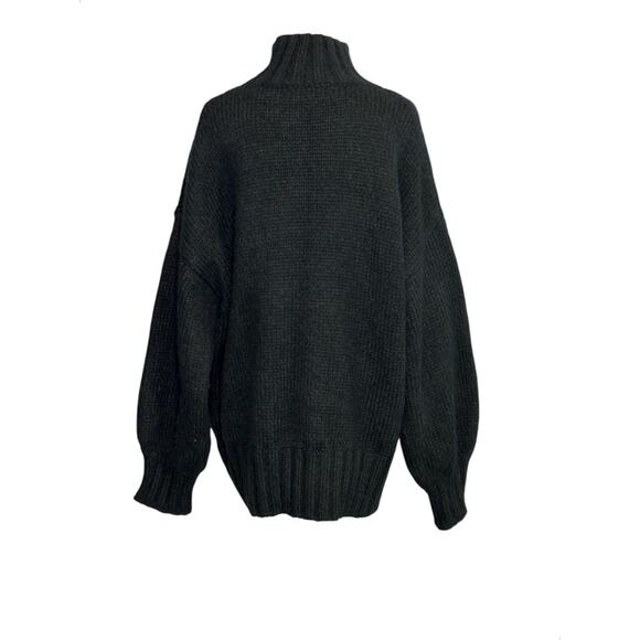 Lisa Says Gah Cece Black Ink Bow Knit Oversized Turtleneck Sweater Size M/L - Picture 8 of 13